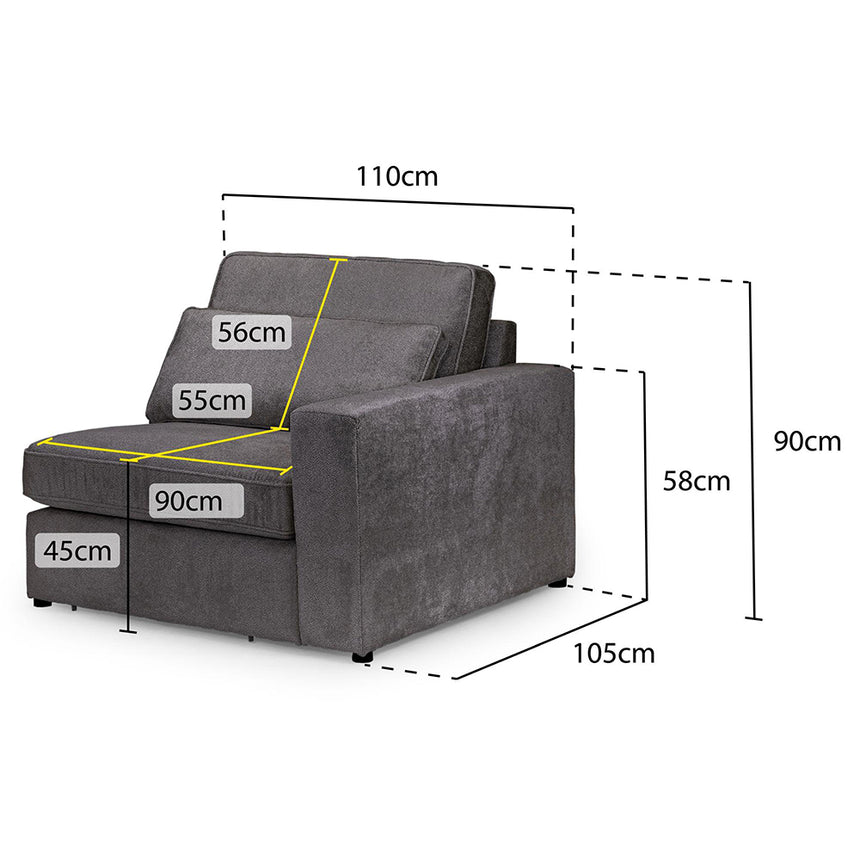 Carmel Mocha Fabric Right Hand Facing Modular Arm Chair