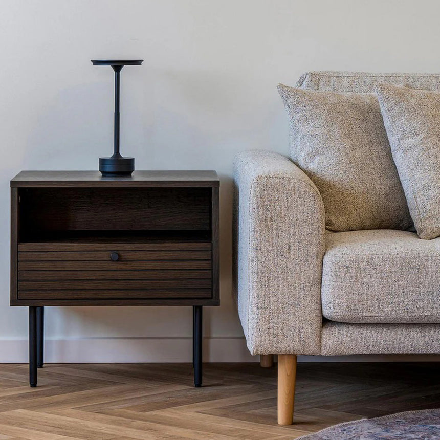 Kyoto Smoked Oak 1 Drawer Side Table