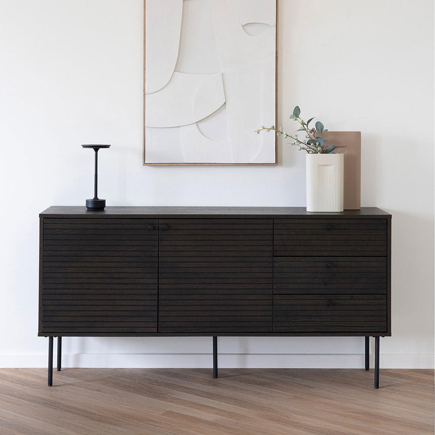 Kyoto Smoked Oak 2 Door 3 Drawer Medium Sideboard - 150cm