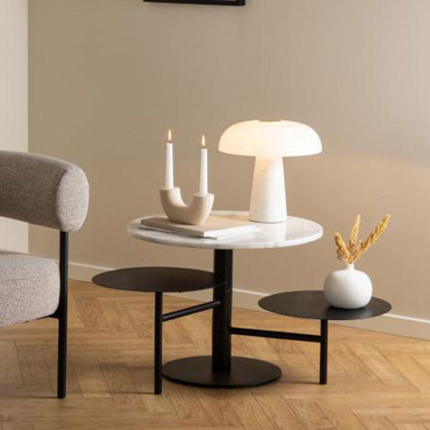 Lahti Coffee Table - 3 Tier - Round - White Marble