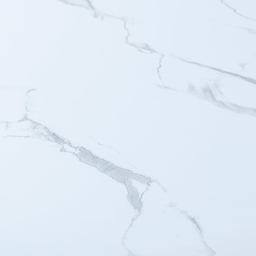 Chadwell White Marble Round Lamp Table with Fluted Base