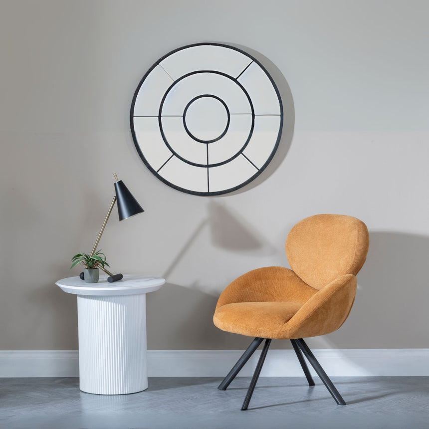 Chadwell White Marble Round Lamp Table with Fluted Base