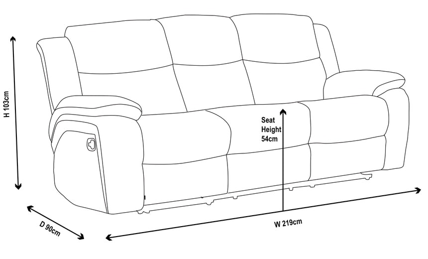 Bexley Grey Fabric 3 Seater Recliner Sofa