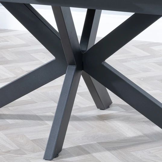 Charlotte 4-6 Seater Ceramic Extending Dining Table with Black Star Base - 140cm-180cm