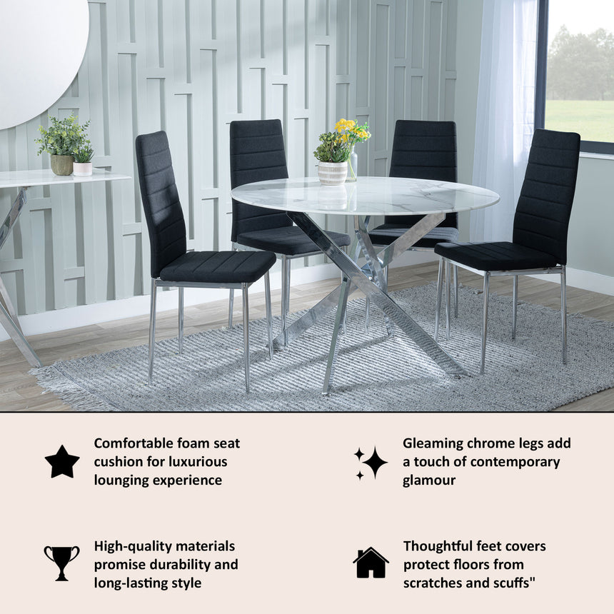 Rovigo Fabric Dining Chair with Chrome Legs