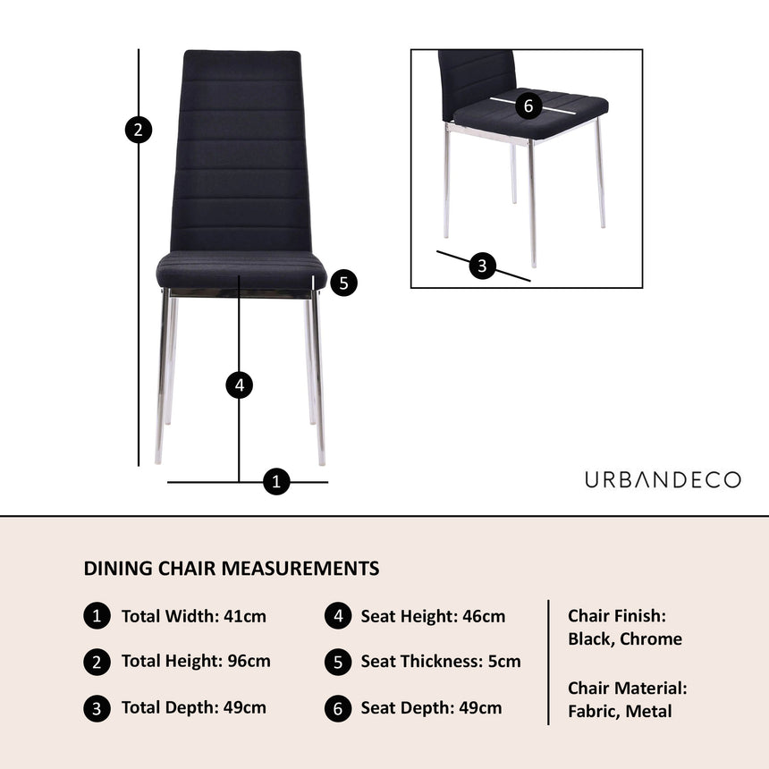 Rovigo Fabric Dining Chair with Chrome Legs