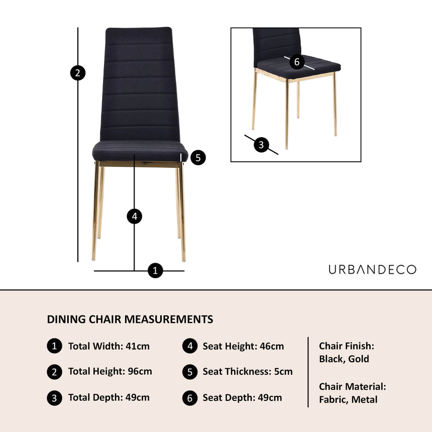 Rovigo Fabric Dining Chair with Gold Legs