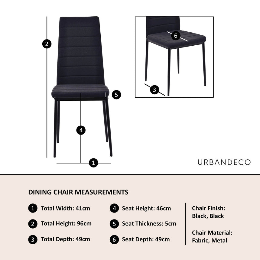 Rovigo Fabric Dining Chair with Black Legs