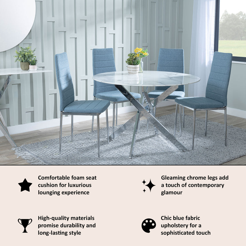 Rovigo Fabric Dining Chair with Chrome Legs