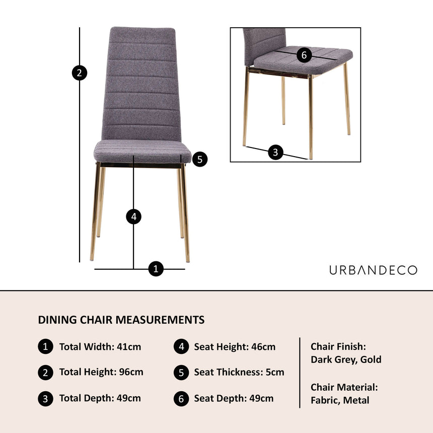 Rovigo Fabric Dining Chair with Gold Legs