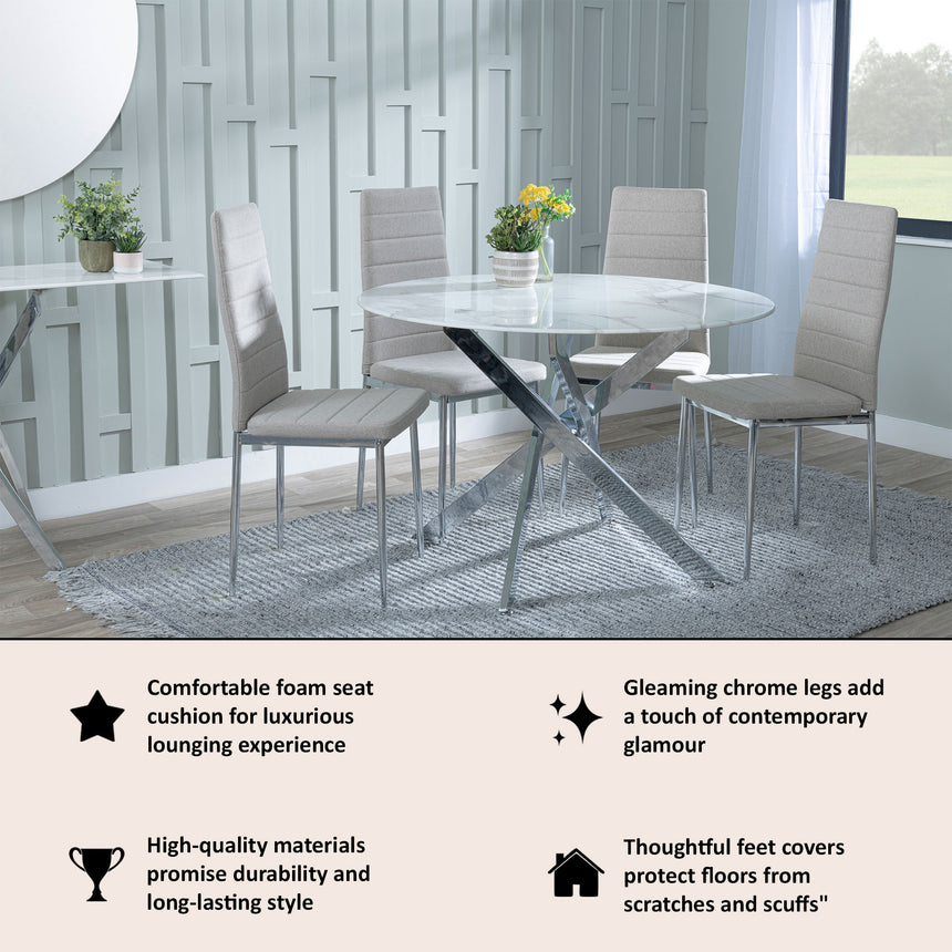 Rovigo Fabric Dining Chair with Chrome Legs