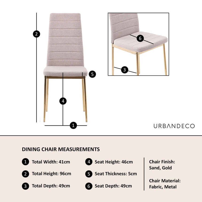Rovigo Fabric Dining Chair with Gold Legs