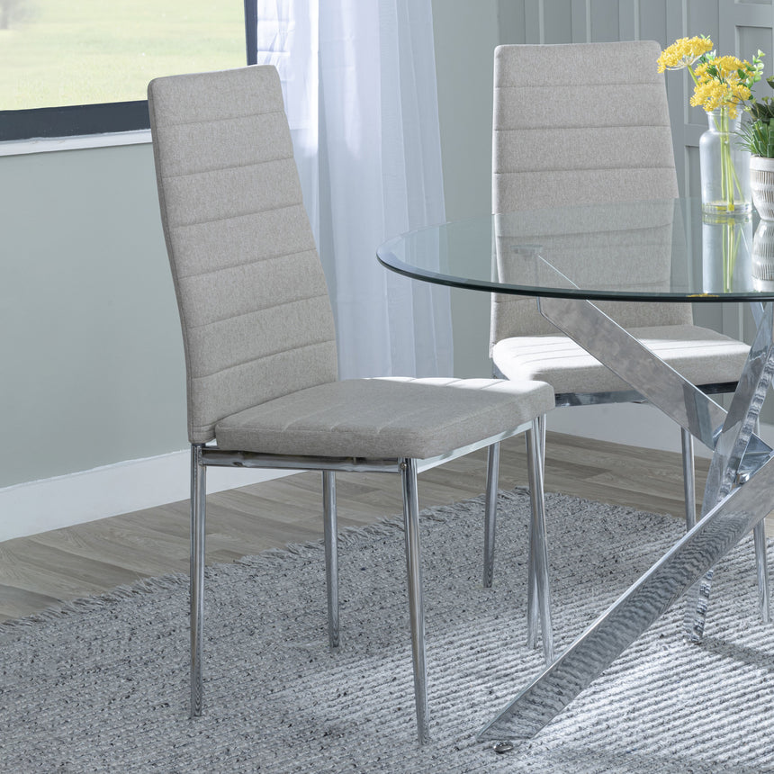Rovigo Fabric Dining Chair with Chrome Legs
