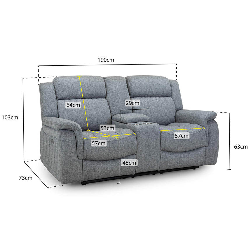 Cavendish Grey Fabric 2 Seater Recliner Sofa