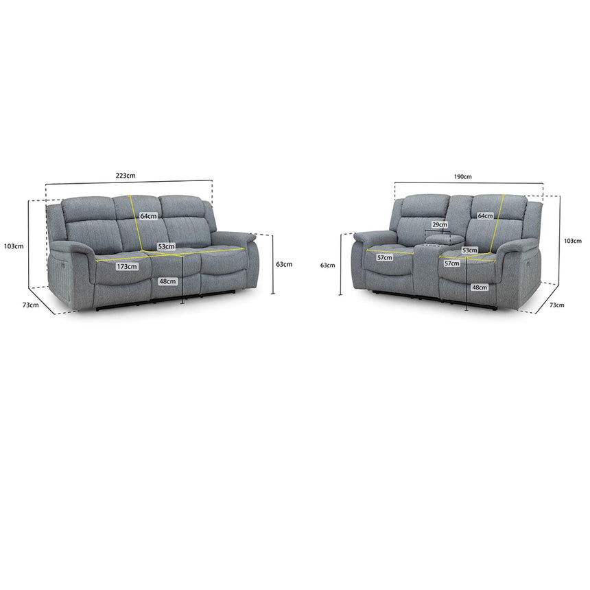 Cavendish Grey Fabric 3+2 Seater Recliner Sofa