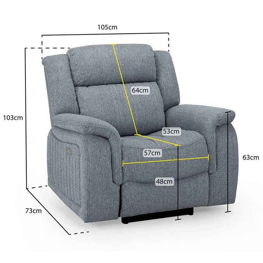 Cavendish Grey Fabric Recliner Armchair