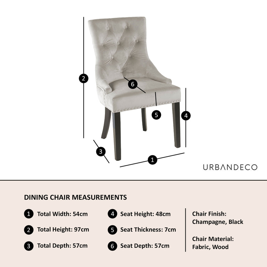 Lion Knocker Back Velvet Fabric Dining Chair with Black Wooden Legs