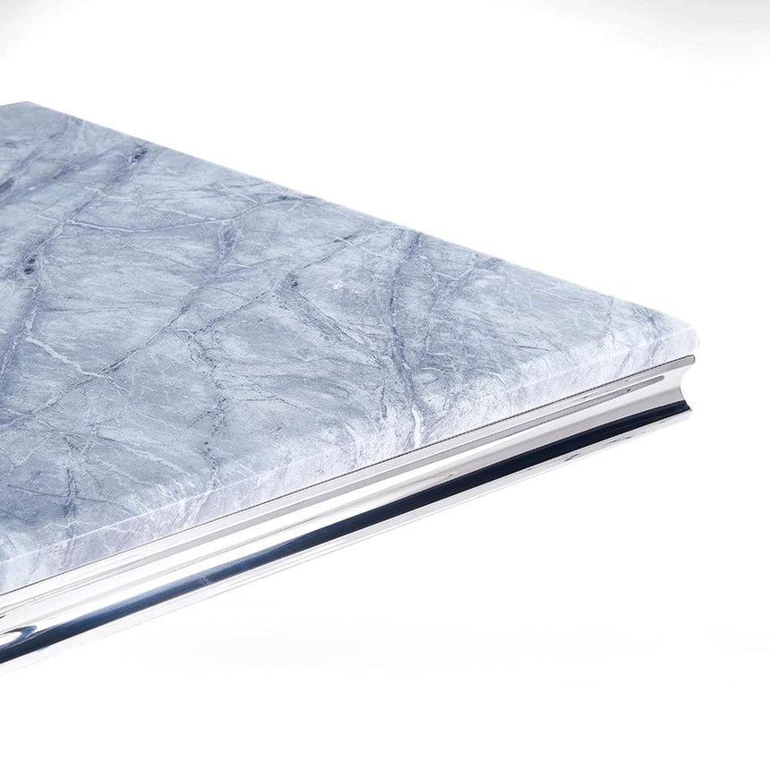 Palermo 6 Seater Grey Marble and Chrome Dining Table with X-Cross Base - Sizes Available