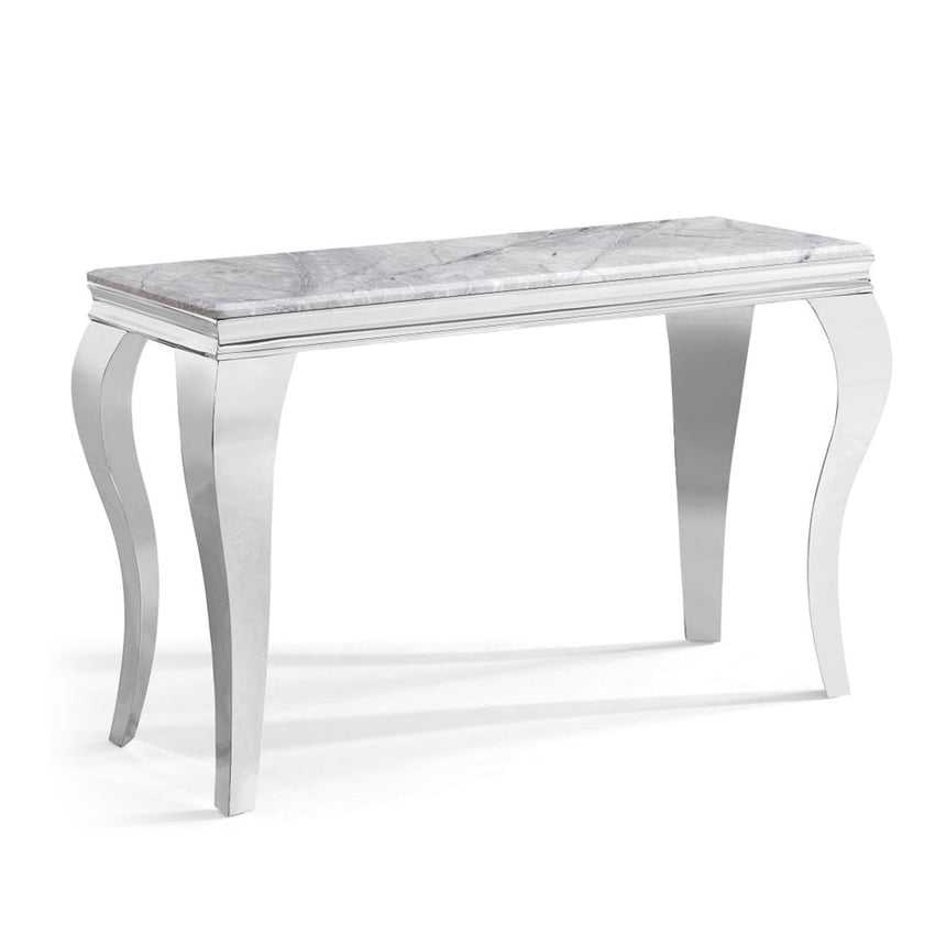 Matera Grey Marble and Chrome Console Table