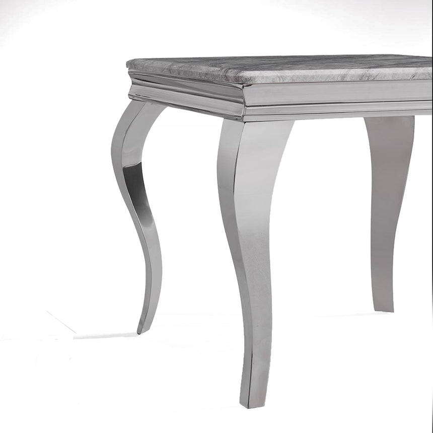 Matera 4 Seater Grey Marble and Chrome Square Dining Table - 100cm