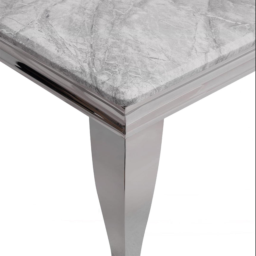 Matera 4 Seater Grey Marble and Chrome Square Dining Table - 100cm