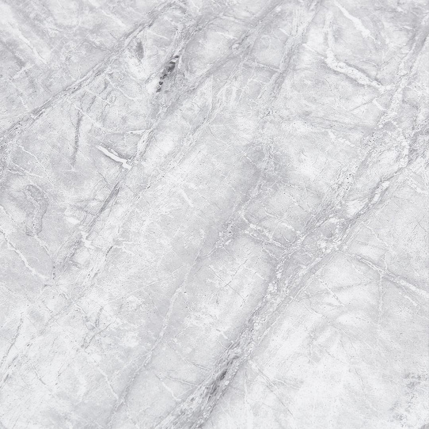 Matera 4 Seater Grey Marble and Chrome Square Dining Table - 100cm