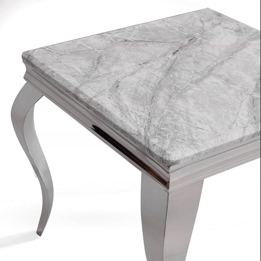Matera Grey Marble and Chrome Square Side Table