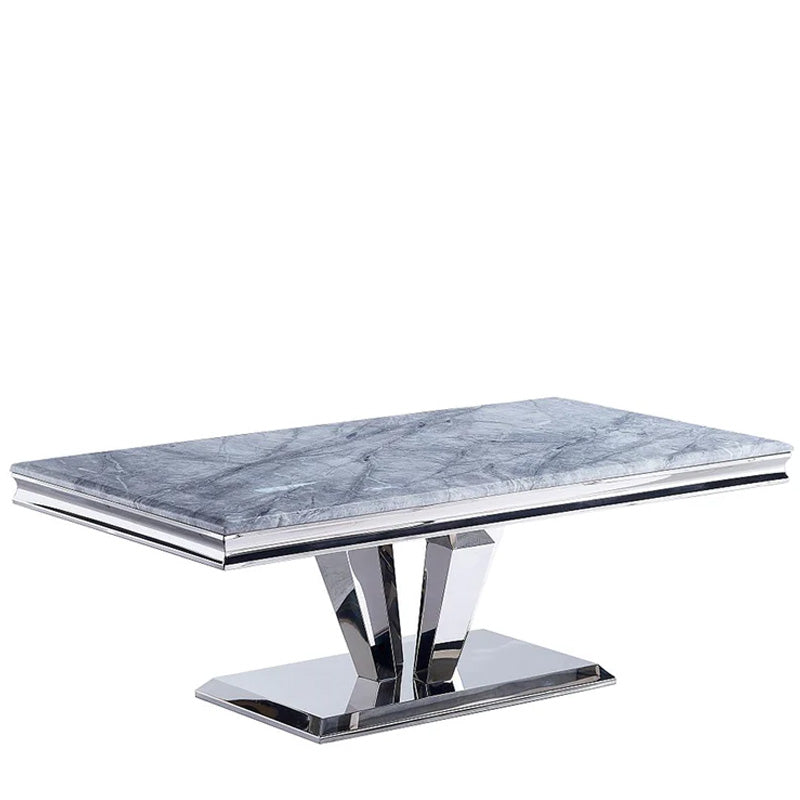 Lucca Grey Marble and Chrome Coffee Table