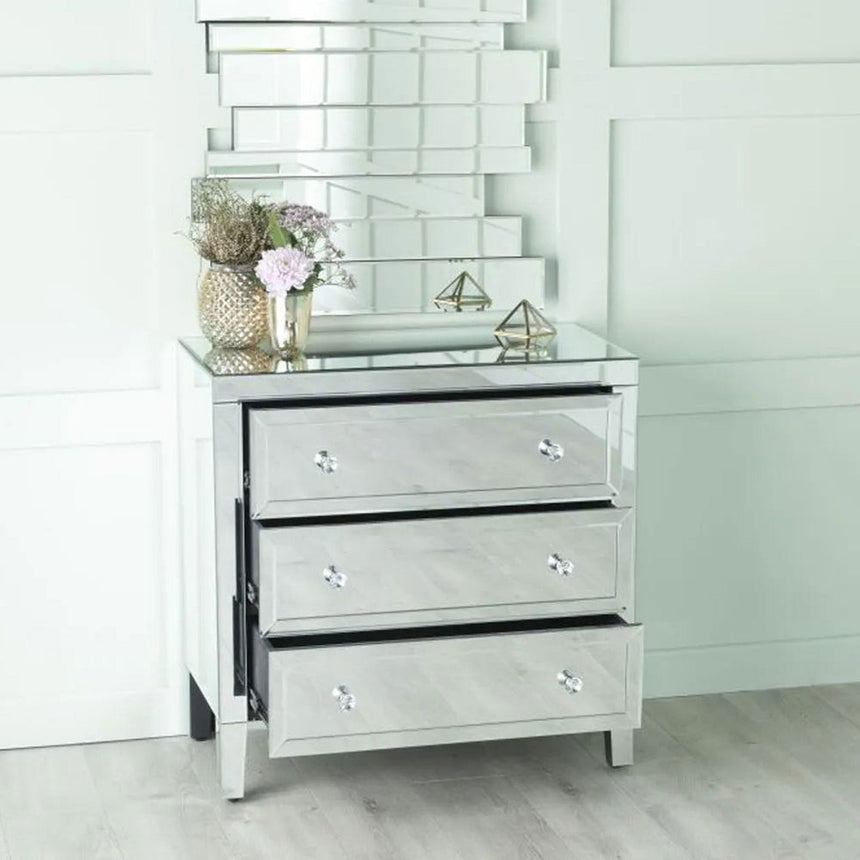 Como Mirrored 3 Drawer Small Chest