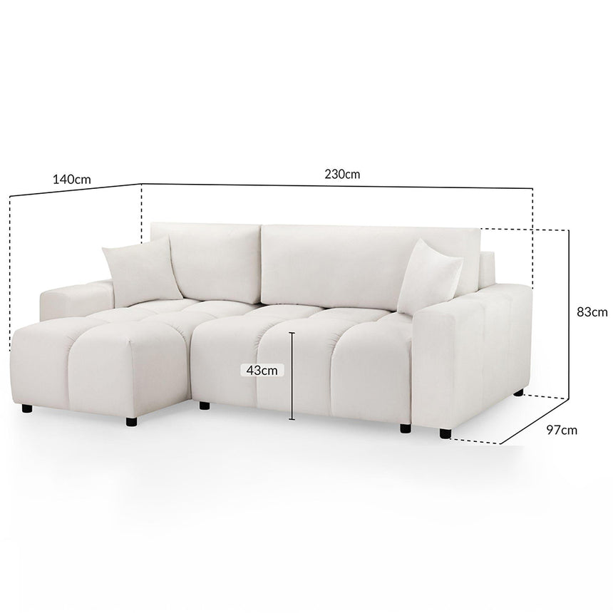 Celine Beige Fabric Left Hand Facing Corner Sofabed with Storage