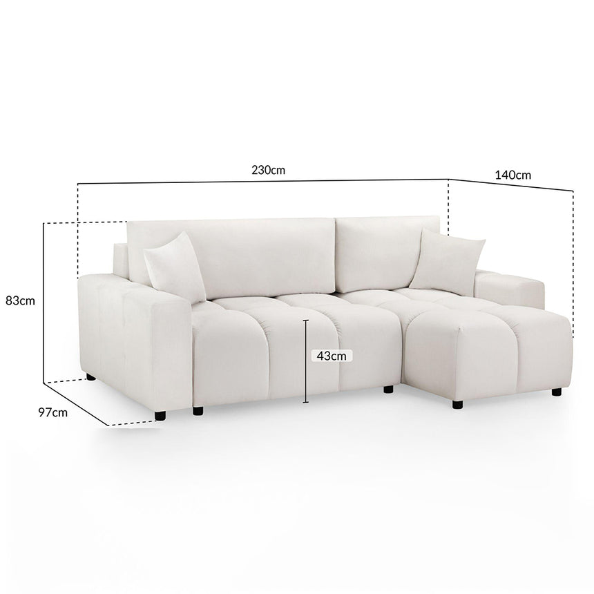 Celine Beige Fabric Right Hand Facing Corner Sofabed with Storage