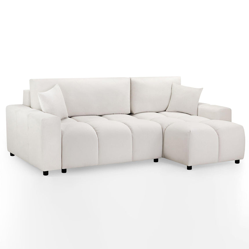Celine Beige Fabric Right Hand Facing Corner Sofabed with Storage