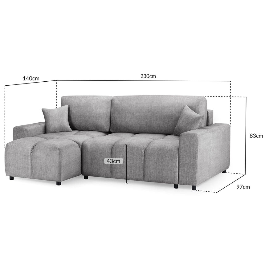 Celine Grey Fabric Left Hand Facing Corner Sofabed with Storage