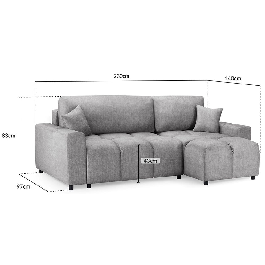 Celine Grey Fabric Right Hand Facing Corner Sofabed with Storage