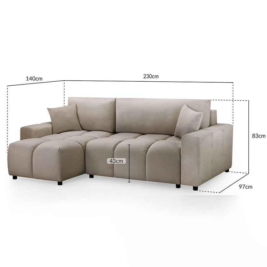 Celine Mocha Fabric Left Hand Facing Corner Sofabed with Storage