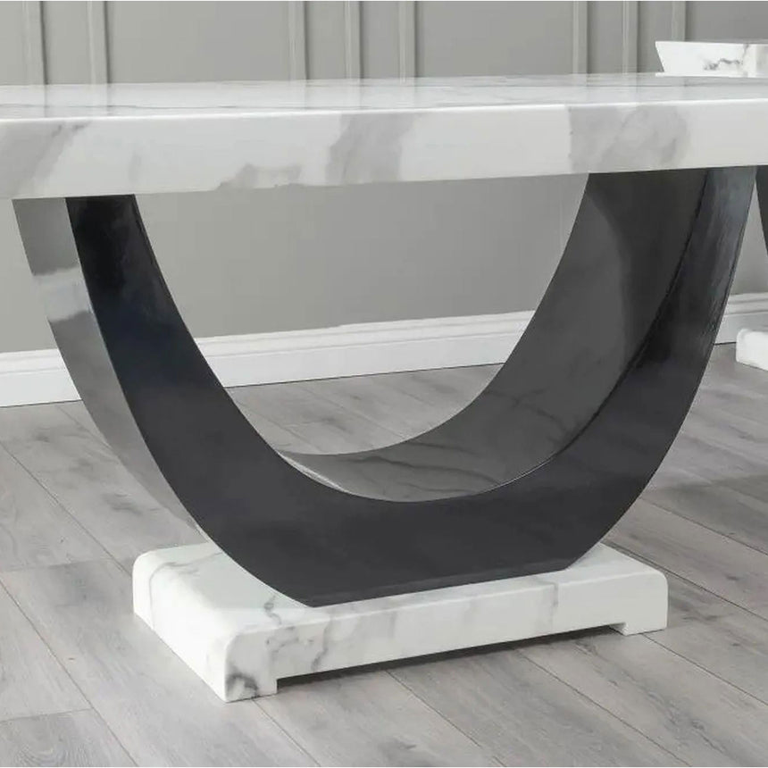 Ancona 6 Seater White Marble Dining Table with Pedestal Base - Sizes Available
