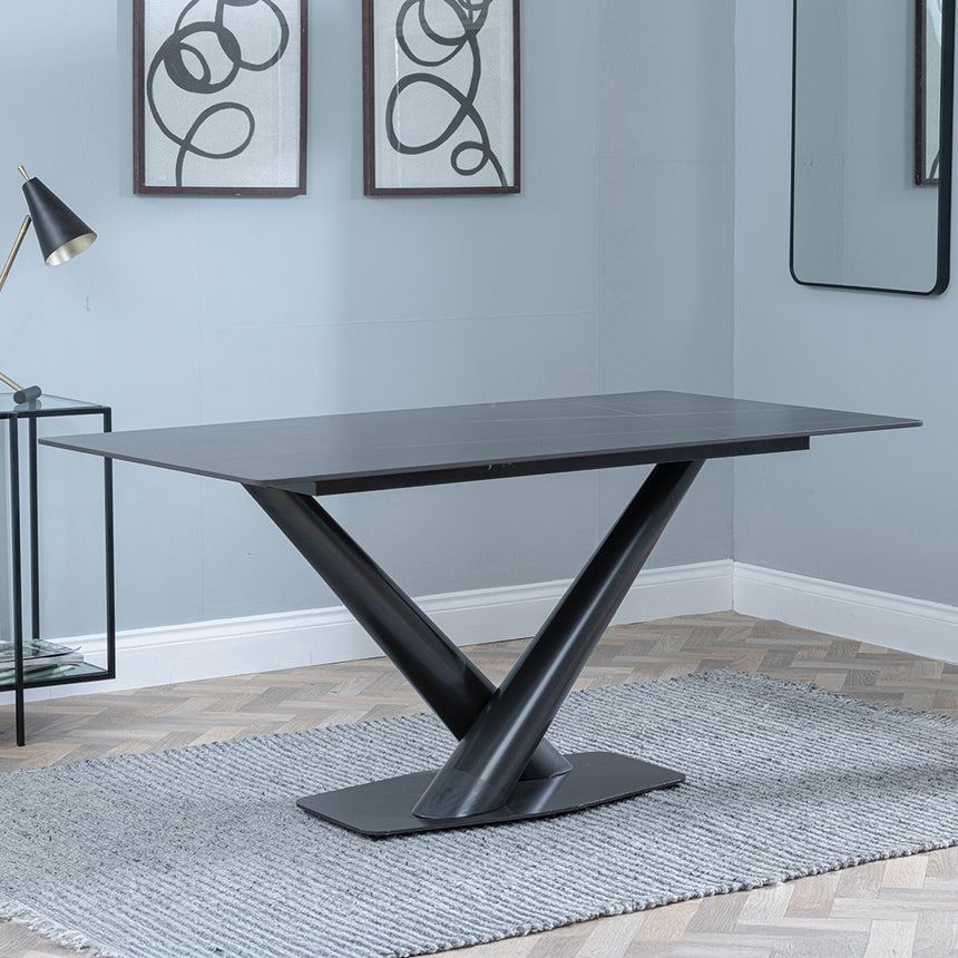 Evelyn 6 Seater Ceramic Dining Table with V Base - 160cm