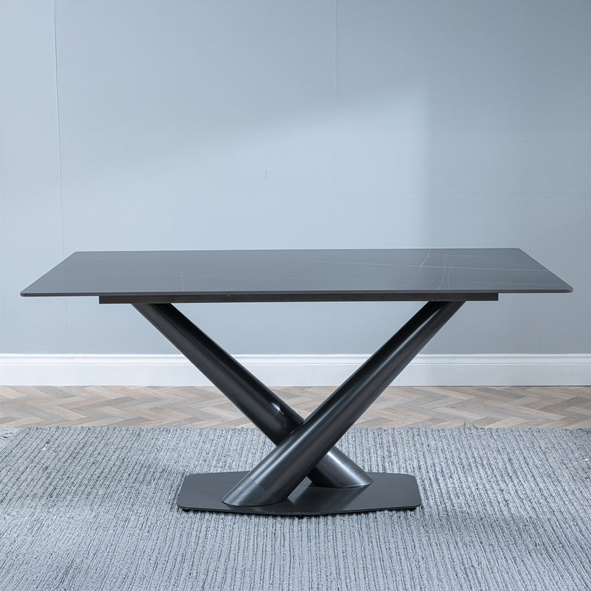 Evelyn 6 Seater Ceramic Dining Table with V Base - 160cm