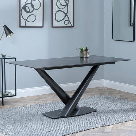 Evelyn 6 Seater Ceramic Dining Table with V Base - 160cm