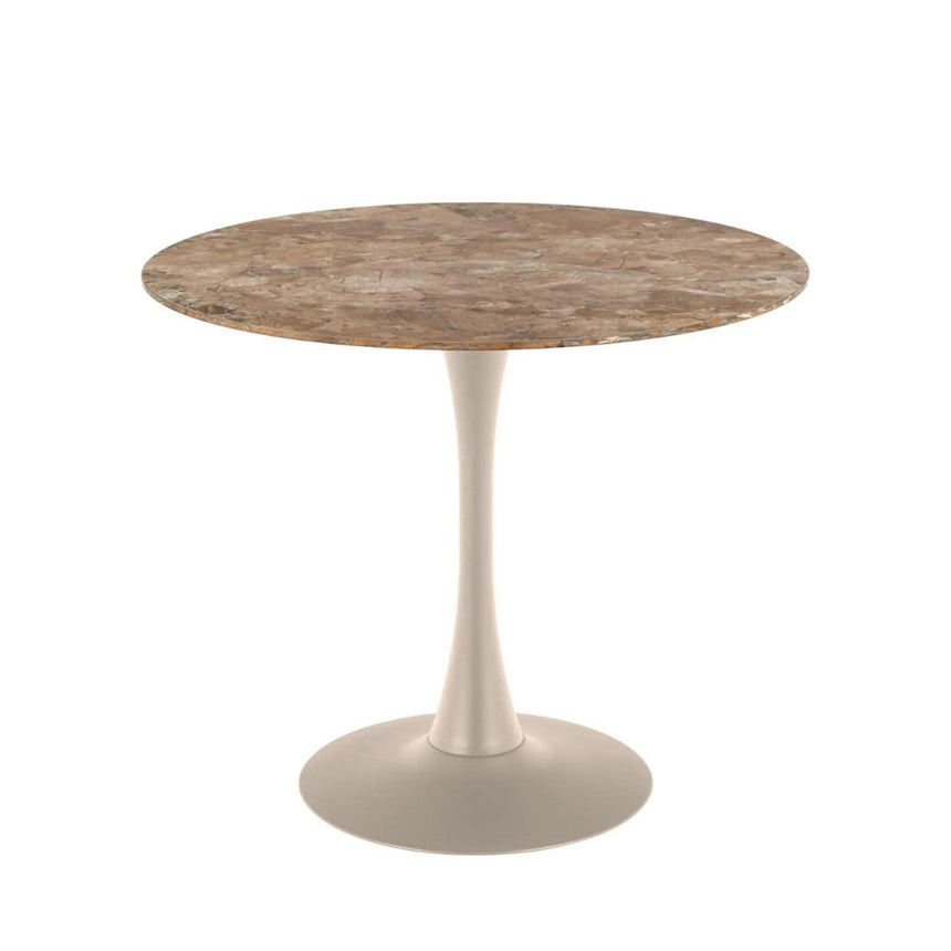 Malta Round Dining Table - 2 Seater - 90cm - Brown and Grey Ceramic