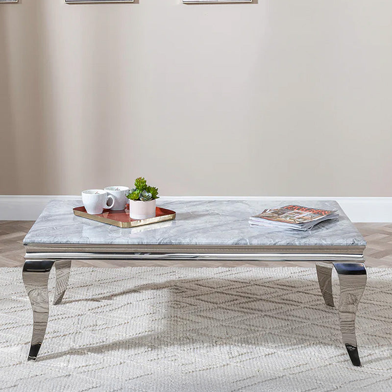 Matera Grey Marble and Chrome Coffee Table