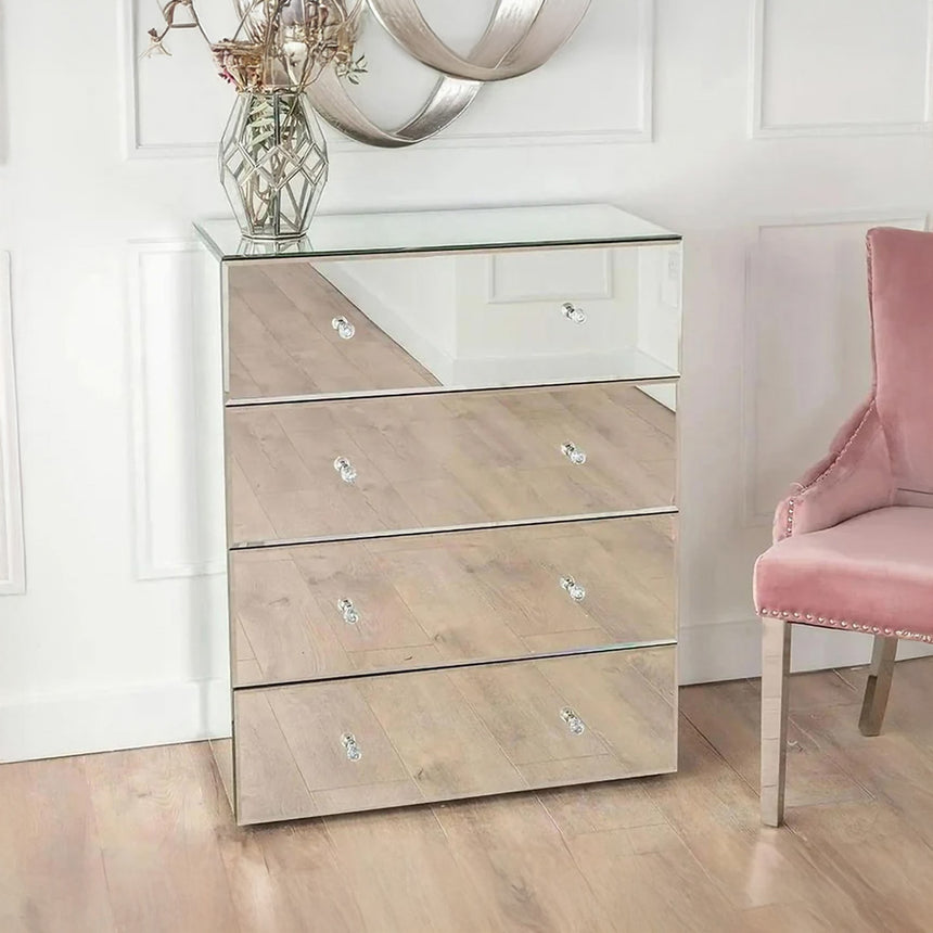 Messina Mirrored 4 Drawer Chest