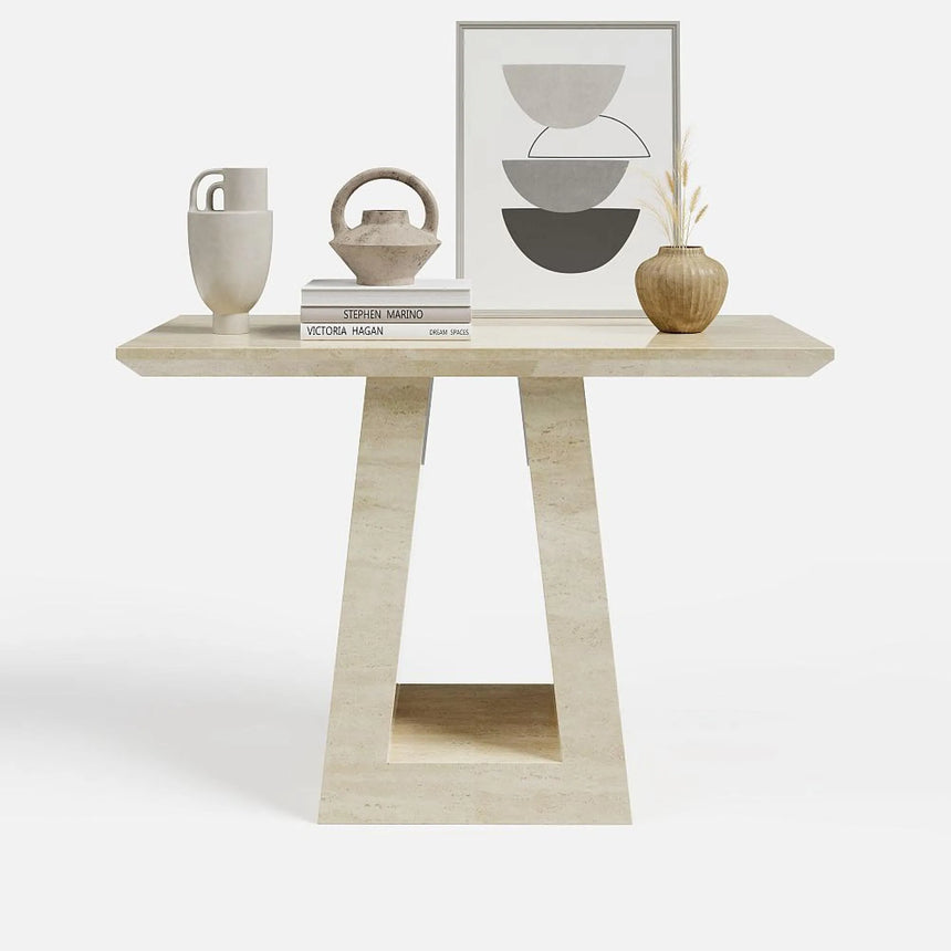 Pisa Travertine Beige Engineered Marble Console Table
