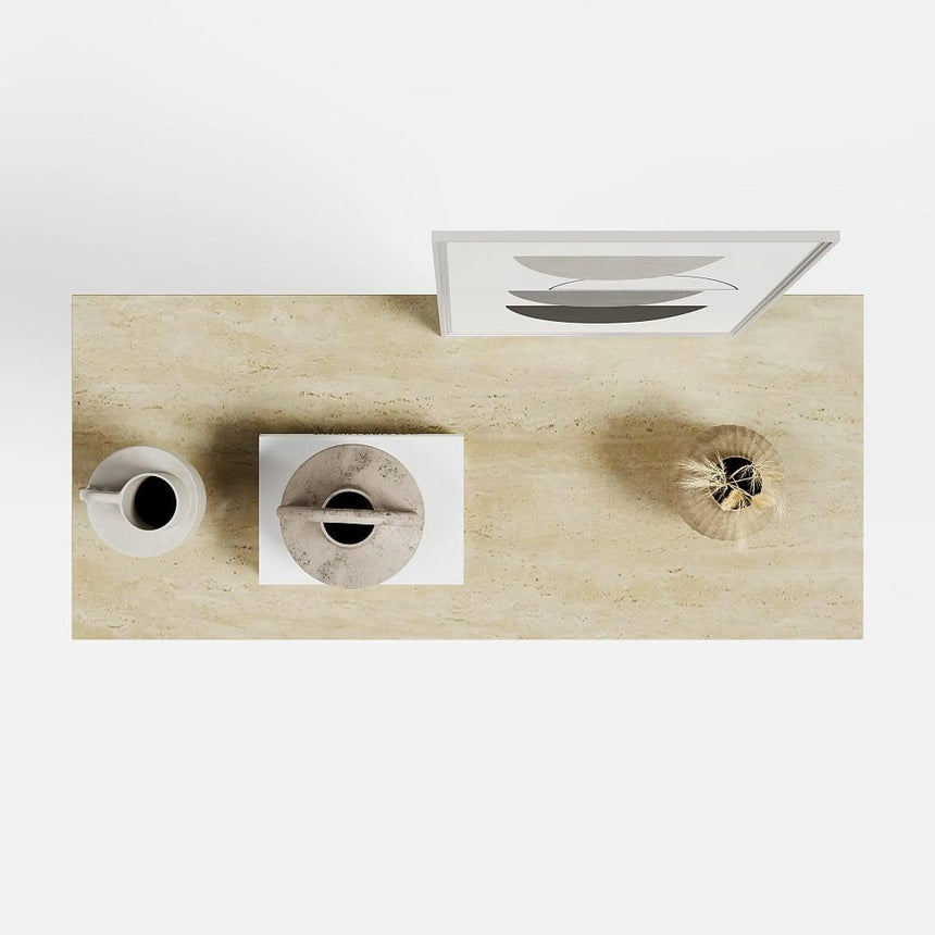 Pisa Travertine Beige Engineered Marble Console Table