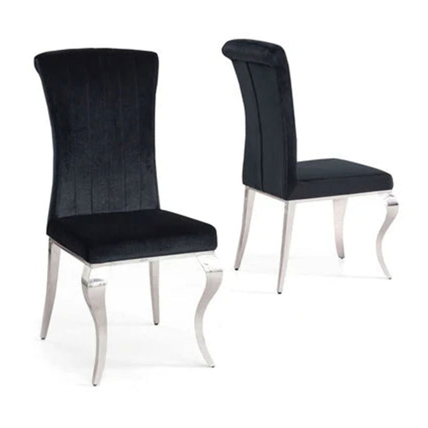 Matera Velvet Fabric Dining Chair with Chrome Legs