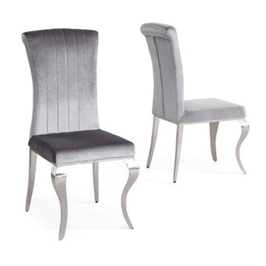Matera Velvet Fabric Dining Chair with Chrome Legs