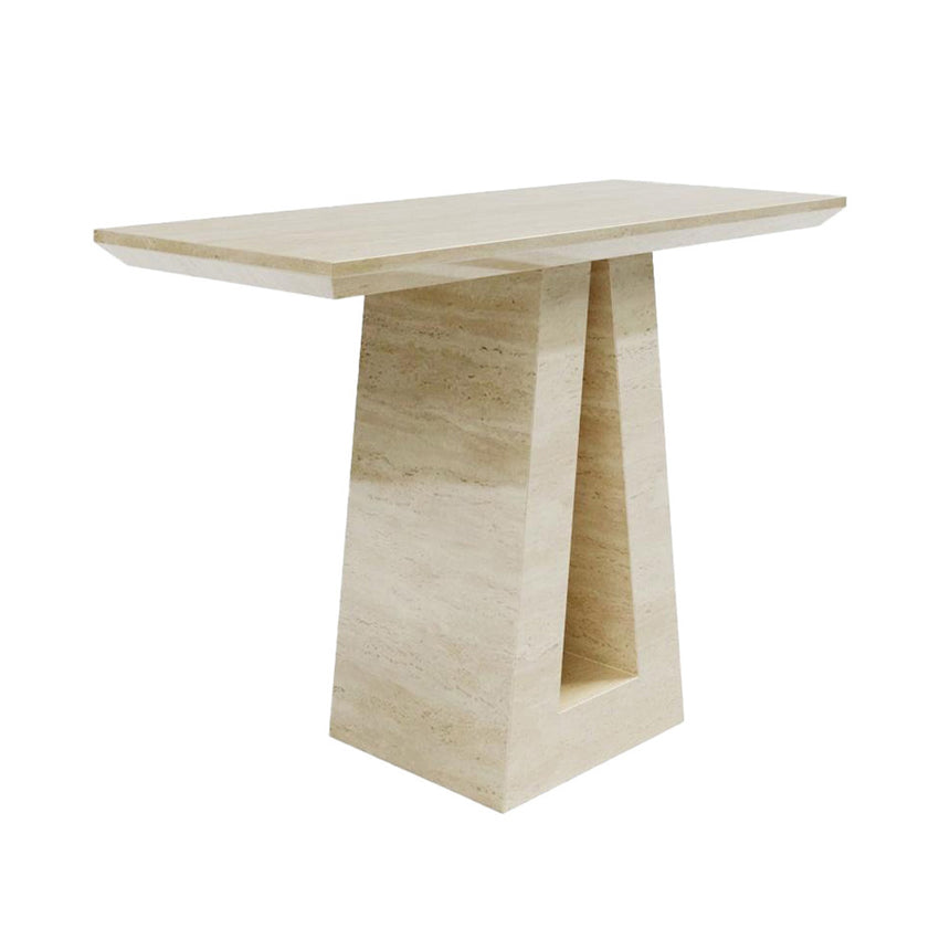 Pisa Travertine Beige Engineered Marble Console Table