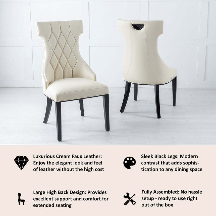 Parish Leather Large High Back Dining Chair with Black Legs