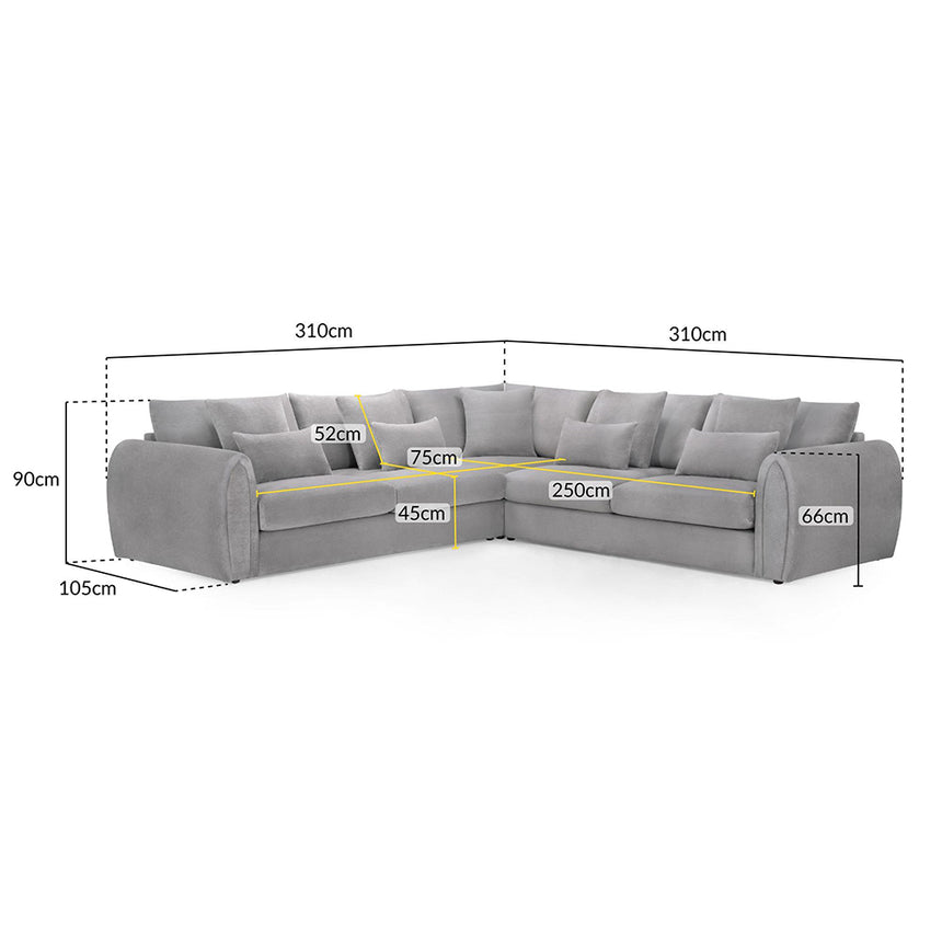 Cherished Grey Fabric Large Corner Sofa