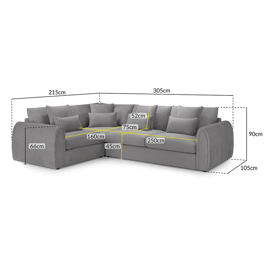 Cherished Grey Fabric Left Hand Facing Corner Sofa